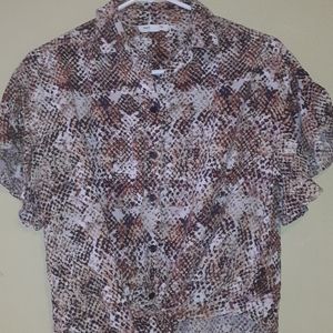 Printed button down blouse